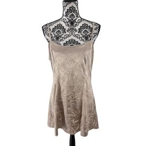 The Lingerie Collection Champagne Lace Slip Dress Floral embossed Large